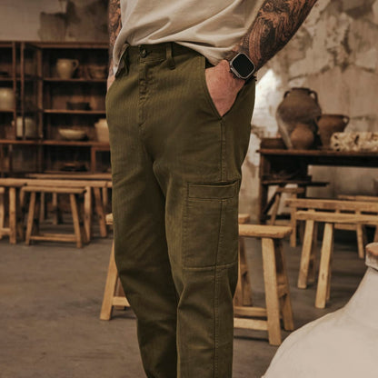 The Organic Cotton Herringbone Refined Cargo | Beech