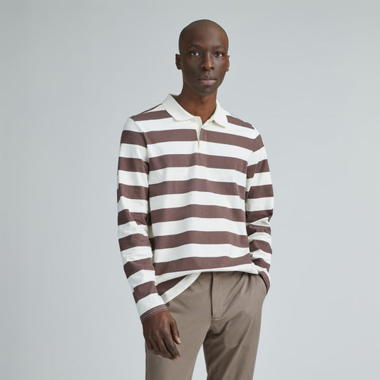 The Premium-Weight Rugby Shirt | Chocolate Brown / Canvas Tan
