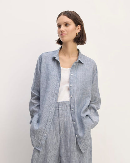 The Must-Have Shirt in Linen | White / Blue