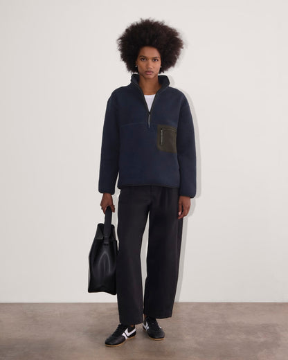 The ReNew Fleece Oversized Half-Zip | Navy