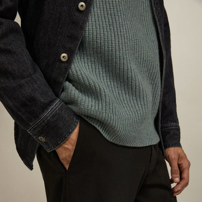 The Felted Merino Half-Zip Sweater | Storm Green