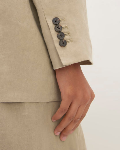 The Linen Double Breasted Blazer | Trench Coat Khaki