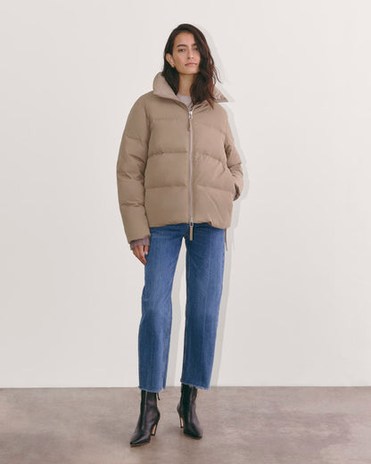 The Puffer Bomber | Taupe Grey