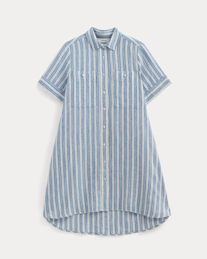 The Daytripper Dress in Linen | Soft Cobalt/Bone