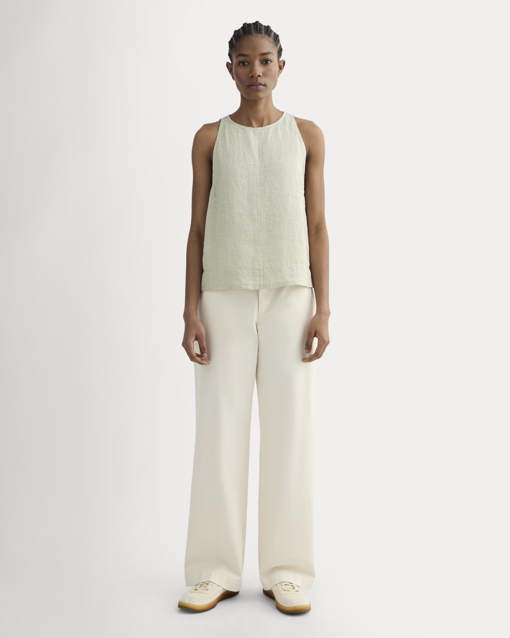 The Linen High-Neck Tank | Elm Gingham