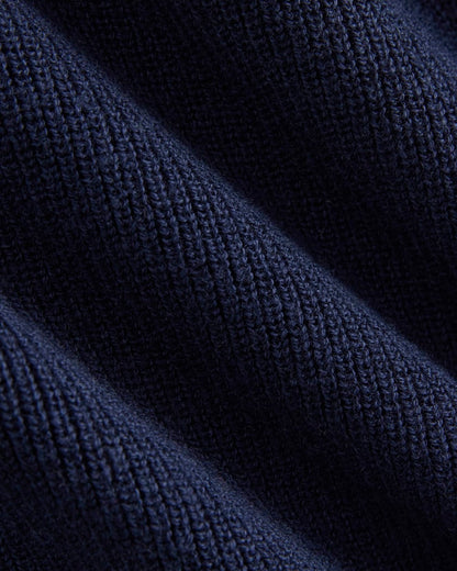 Relaxed V-Neck Vest in Cotton Merino | Navy