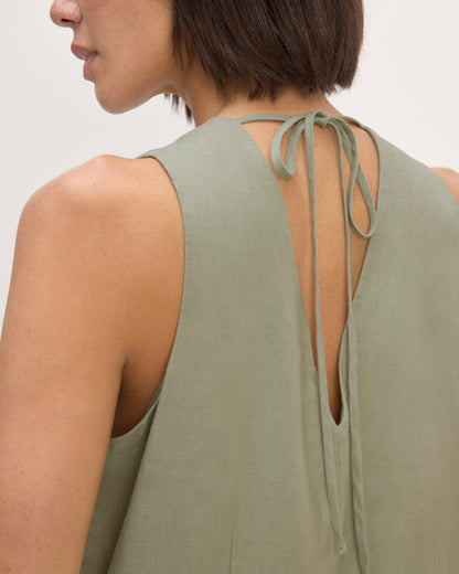 The Linen V-Neck Maxi Dress | Sage Green