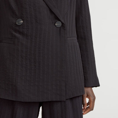 The Drapey City Stripe Blazer | Black