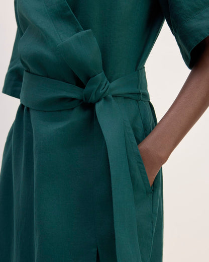 The Wrap Dress in Linen | Dark Sea
