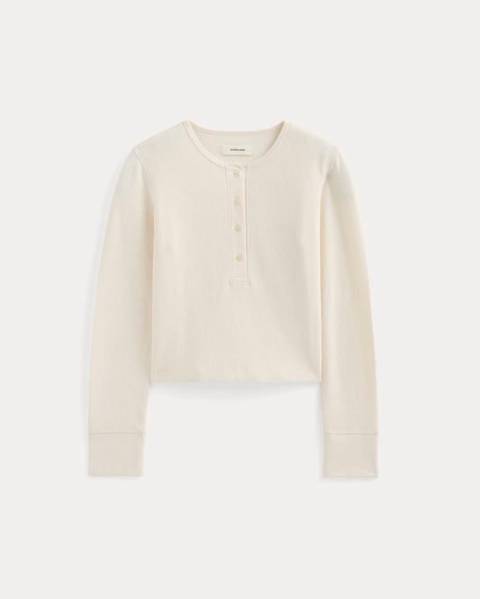 Boxy Henley in Cozy Waffle | Bone