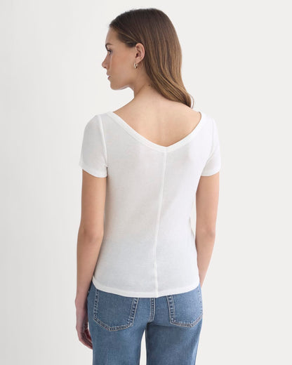 Tissue Short-Sleeve V-Neck Top | Bone