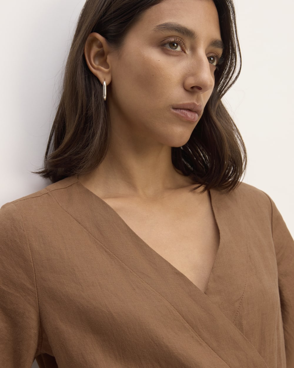 The Wrap Jumpsuit in Linen | Carob Brown