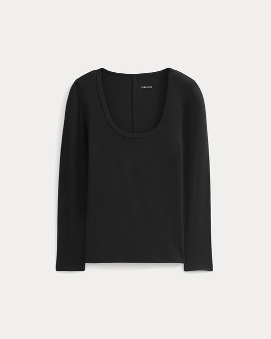 Luxe Rib Deep U-Neck Top | Black