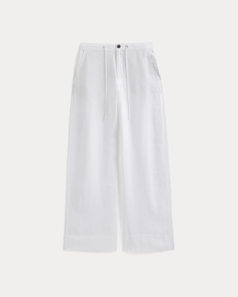 Wide-Leg Drawstring Pant in Linen | White