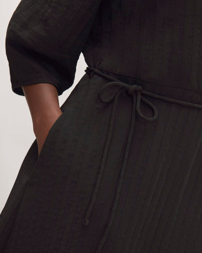 The City Stripe Wrap Dress | Black
