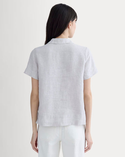The Notch Shirt in Linen | Stone / White