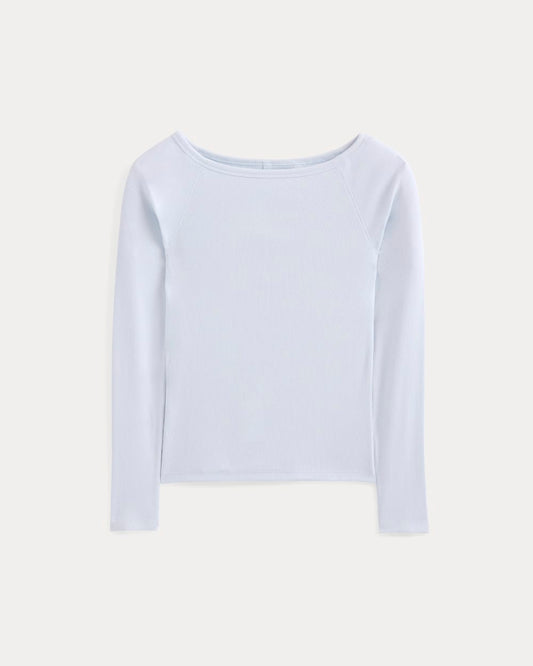 Luxe Rib Boatneck Top | Skywriting