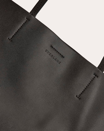 The Luxe Medium Italian Leather Tote | Black