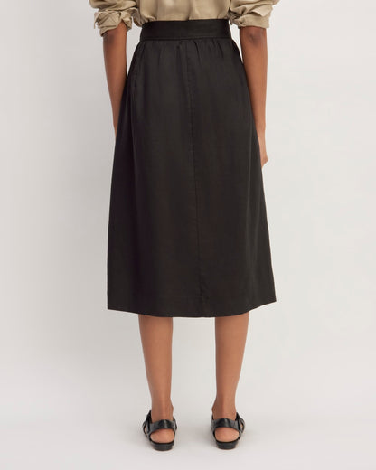 The Linen Wrap Skirt | Black