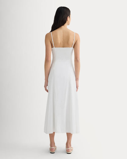 The Seamed Dress in Stretch Linen | White