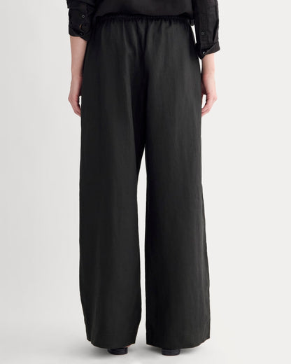 The Drawstring Pant in Linen | Black