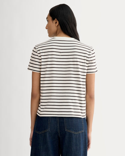The Box-Cut Tee in Essential Cotton | Bone / Black | No Pocket