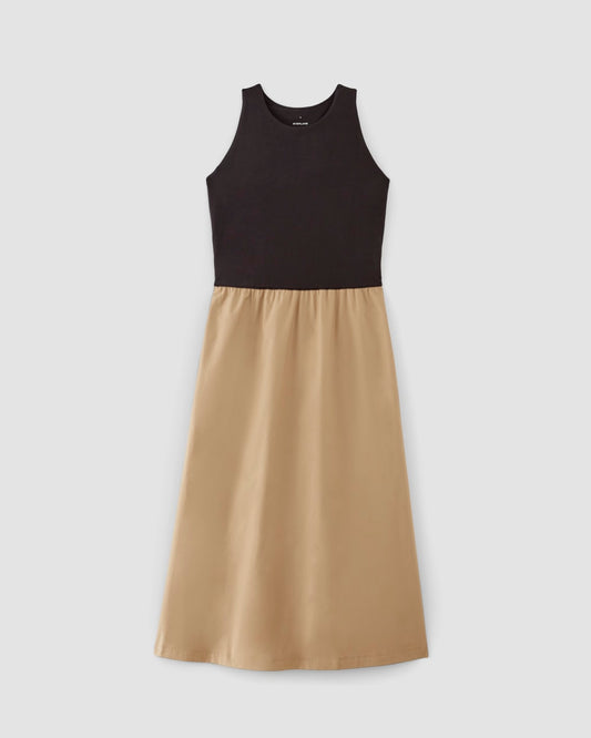 The Supima® High-Neck Riviera Dress | Black / Tiger's Eye