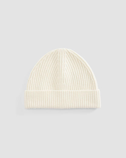 The Cashmere Fine Rib Beanie | Bone