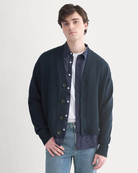 Cropped Cardigan in Everyday Cotton | Deep Navy