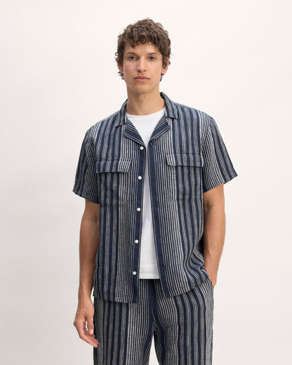 The Resort Shirt in Linen | Navy / Bone