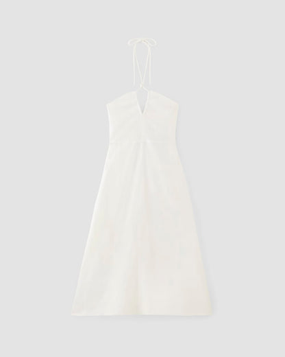 The Linen Halter-Neck Dress | White
