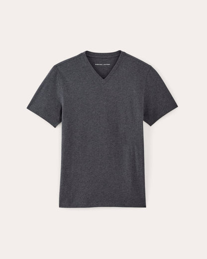 The Essential Organic V-Neck Tee | Heather Deep Navy