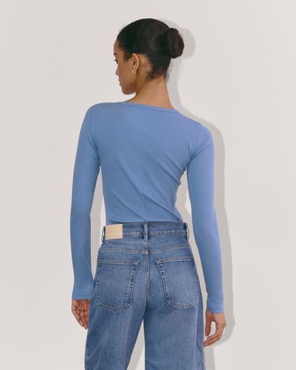 The Luxe Rib Long-Sleeve Crew | Bluebell
