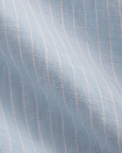 The Drawstring Pant in Linen | Sky Blue / White