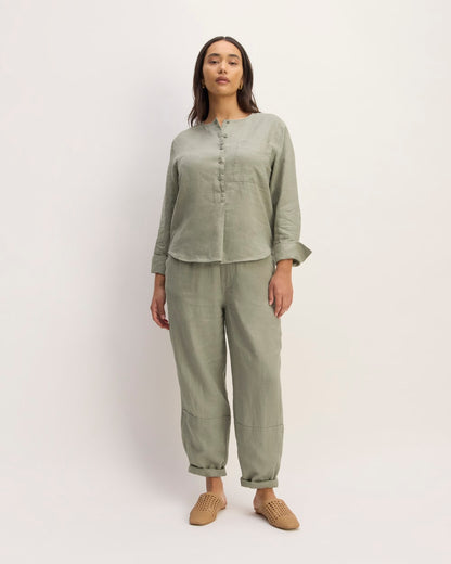 The Popover Shirt in Linen | Sage Green