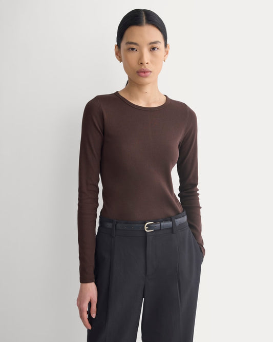 The Luxe Rib Long-Sleeve Crew | Coffee Bean