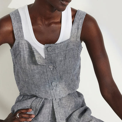 The Linen Jumpsuit | Canvas Tan / Navy