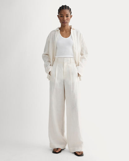 The Linen Way-High® Drape Pant  | Natural Chambray