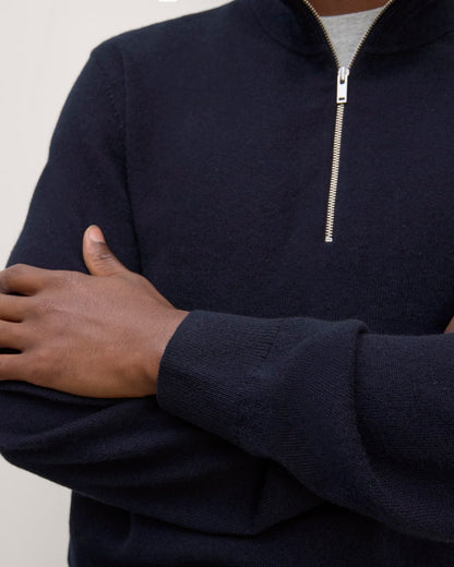 The Quarter-Zip in Cashmere |  Navy