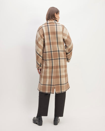 The Italian ReWool® Long Peacoat | Heathered Charcoal / Cornstalk / Toasted Coconut / Biscotti
