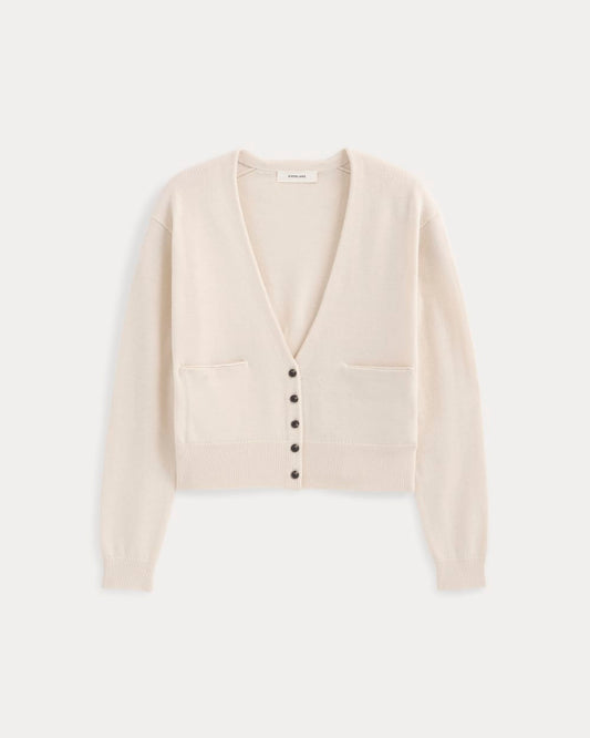 Deep V-Neck Cardigan in Cotton Merino | Canvas