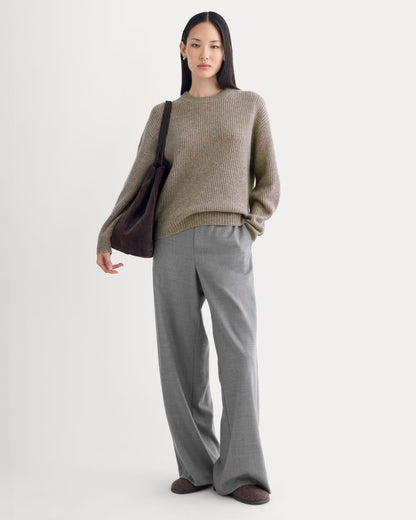 The Cocoon Crew in Wool Cashmere | Light Heathered Taupe