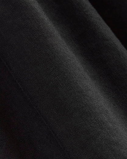 The Flutter-Sleeve Dress in Stretch Linen | Black
