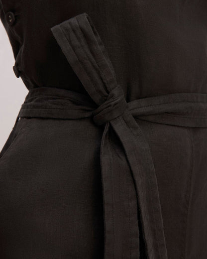 The Linen Side-Button Jumpsuit | Black