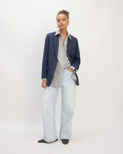 The Supima® Cotton Boyfriend Shirt | Optic White / Black