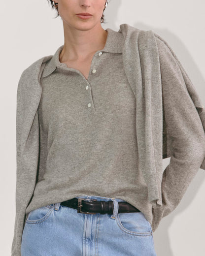 The Classic Polo in Cashmere | Light Heather Grey