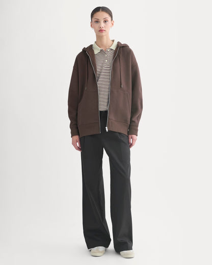 Luxe Fleece Oversized Full-Zip Hoodie | Dark Chocolate