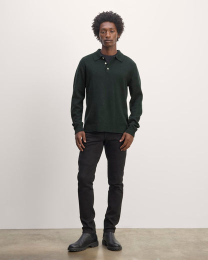 The Classic Polo in Luxe Merino | Heather Scarab Green