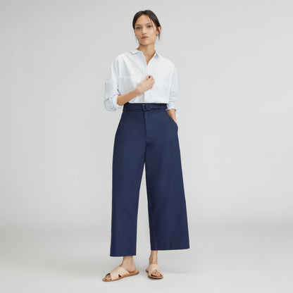 The Boxy Oxford | White / Periwinkle Mini Stripe