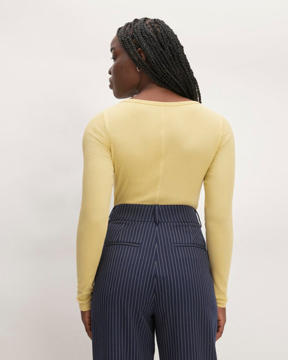 The Luxe Rib Long-Sleeve Scoop-Neck Tee | Raffia